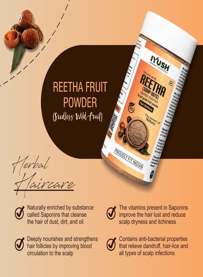 IYUSH Herbal Ayurveda Organic Reetha Powder for Hair Growth | Reetha Nuts for Hair Growth | Ritha Powder for Hair Wash | Aritha Powder Organic | Soap Nuts Powder | 100 gm - Image 2