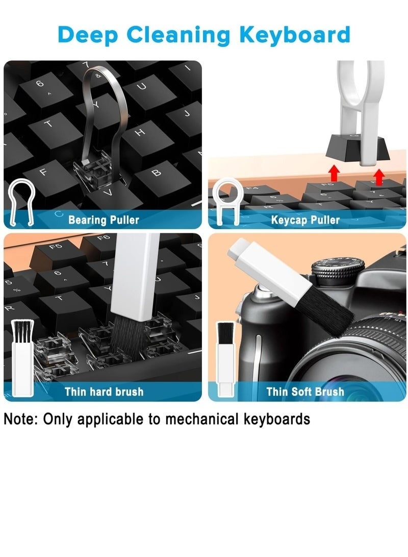 20-in-1 Electronic Cleaner Kit, Keyboard Cleaner kit, Portable Multifunctional Cleaning Tool for PC Monitor/Earbud/Cell Phone/Laptop/Computer/Bluetooth Earphones(White) - Image 3