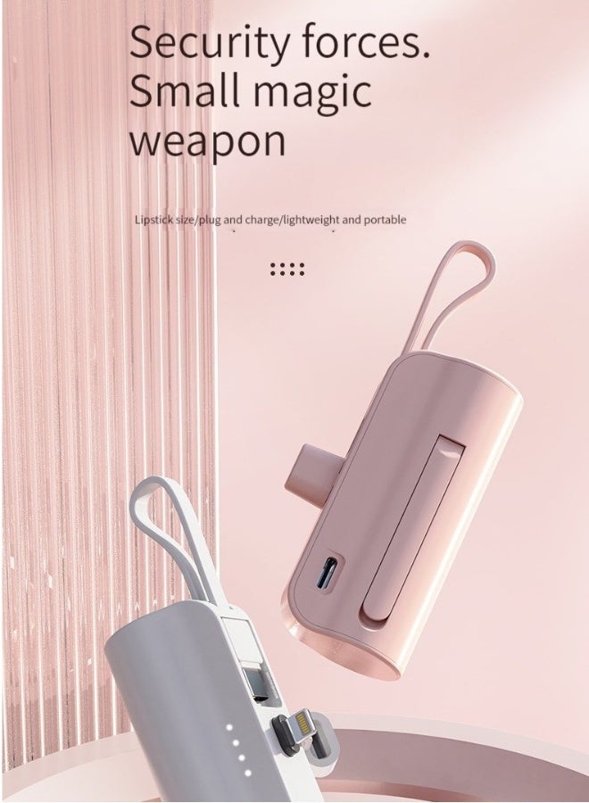 Topleo 10000 mAh large capacity capsule power bank Apple and Typec cable dual plug comes with mobile phone holder portable multi-functional power bank pink - Image 2
