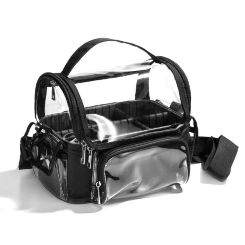 Travel Makeup Bag, Makeup Brush Case Travel Toiletry Bag Cosmetic Train Cases Artist Storage Bag with Adjustable Dividers for Cosmetics Makeup Brushes Toiletry Jewelry Digital Accessories Black - Image 1