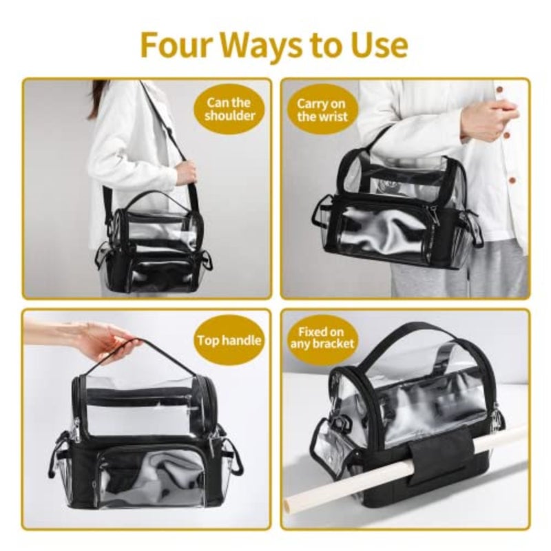 Travel Makeup Bag, Makeup Brush Case Travel Toiletry Bag Cosmetic Train Cases Artist Storage Bag with Adjustable Dividers for Cosmetics Makeup Brushes Toiletry Jewelry Digital Accessories Black - Image 3