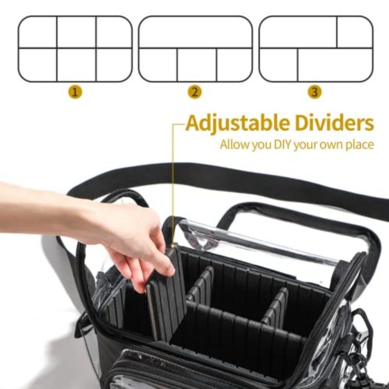 Travel Makeup Bag, Makeup Brush Case Travel Toiletry Bag Cosmetic Train Cases Artist Storage Bag with Adjustable Dividers for Cosmetics Makeup Brushes Toiletry Jewelry Digital Accessories Black - Image 5