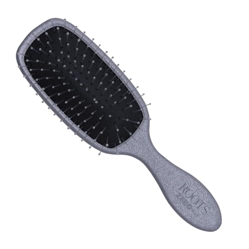 ROOTS Zero Tangle Grey Paddle Hair Brush | Flexi Cushion Base | Soft yet Firm Bristles | Damage-Free Detangling on Sensitive/Wet/Dry Hair | For Men & Women | Length - 8.8 Inch, Model No - RZTR-SG - Image 1