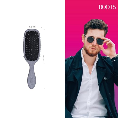 ROOTS Zero Tangle Grey Paddle Hair Brush | Flexi Cushion Base | Soft yet Firm Bristles | Damage-Free Detangling on Sensitive/Wet/Dry Hair | For Men & Women | Length - 8.8 Inch, Model No - RZTR-SG - Image 5