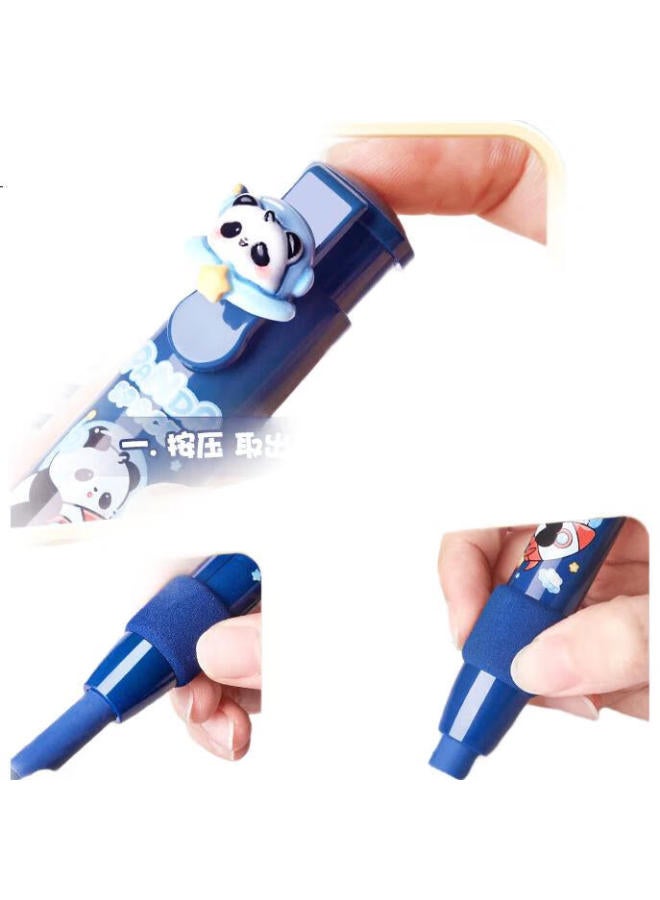 Kaba Bear Kabaxiong Push-Button Eraser, Cartoon Dust-Free Clean Soft Grip Eraser For Elementary School Students And Children, Panda Astronaut Design - Image 3