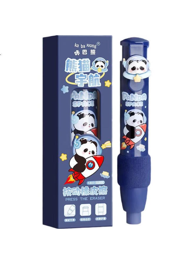 Kaba Bear Kabaxiong Push-Button Eraser, Cartoon Dust-Free Clean Soft Grip Eraser For Elementary School Students And Children, Panda Astronaut Design - Image 2