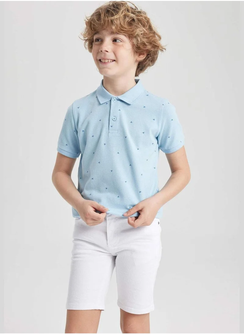 ديفاكتو Boy Knitted Short Sleeve Polo T-Shirt