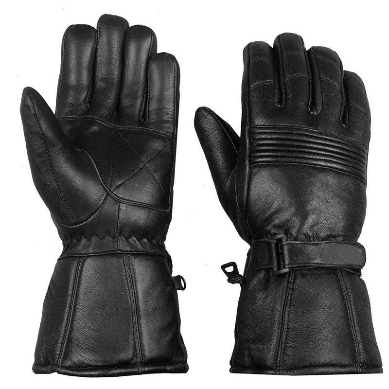 Jackets 4 Bikes Winter Motorcycle Gloves, Premium Biker Sheep Leather Thinsulate Warm Cold Weather Water Resistance Windproof Gauntlet for Men and Women Black M - Image 3