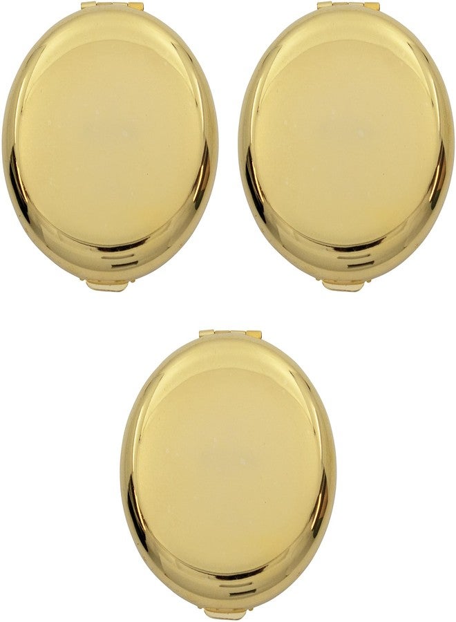 Stephanie Imports Set of 3 Double Sided Magnifying Compact Mirrors with Reflective Metal Finish (Gold, Round) - Image 1