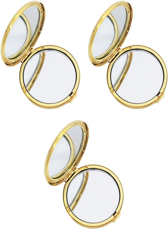 Stephanie Imports Set of 3 Double Sided Magnifying Compact Mirrors with Reflective Metal Finish (Gold, Round) - Image 3