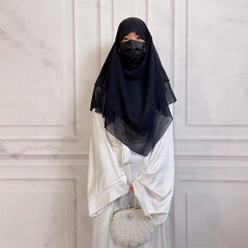 Casual Style Plain Double-Layer Chiffon Headscarf - Image 4