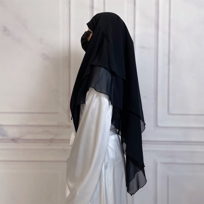 Casual Style Plain Double-Layer Chiffon Headscarf - Image 5