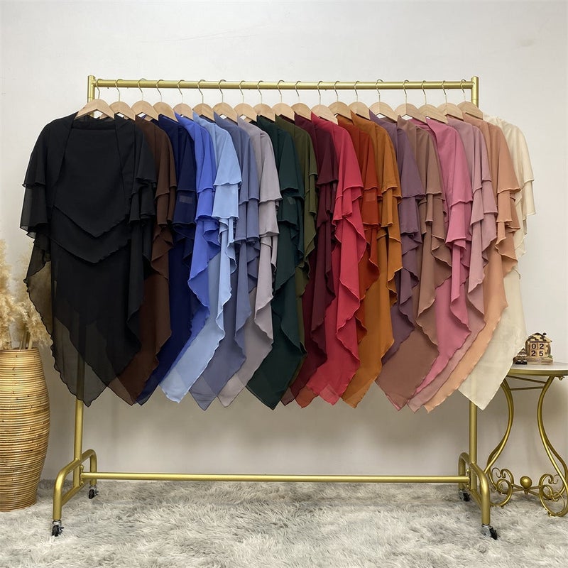 Casual Style Plain Double-Layer Chiffon Headscarf - Image 2