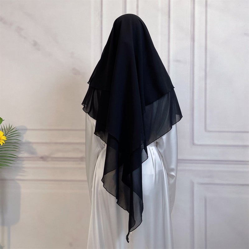 Casual Style Plain Double-Layer Chiffon Headscarf - Image 3