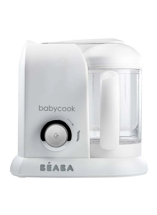 بيابا Babycook Solo Baby Food Maker - 4 In 1 Baby Food Processor, Blender And Cooker - Soft Steamer Cooking - Quick - Food Diversification For Your Baby - White And Silver