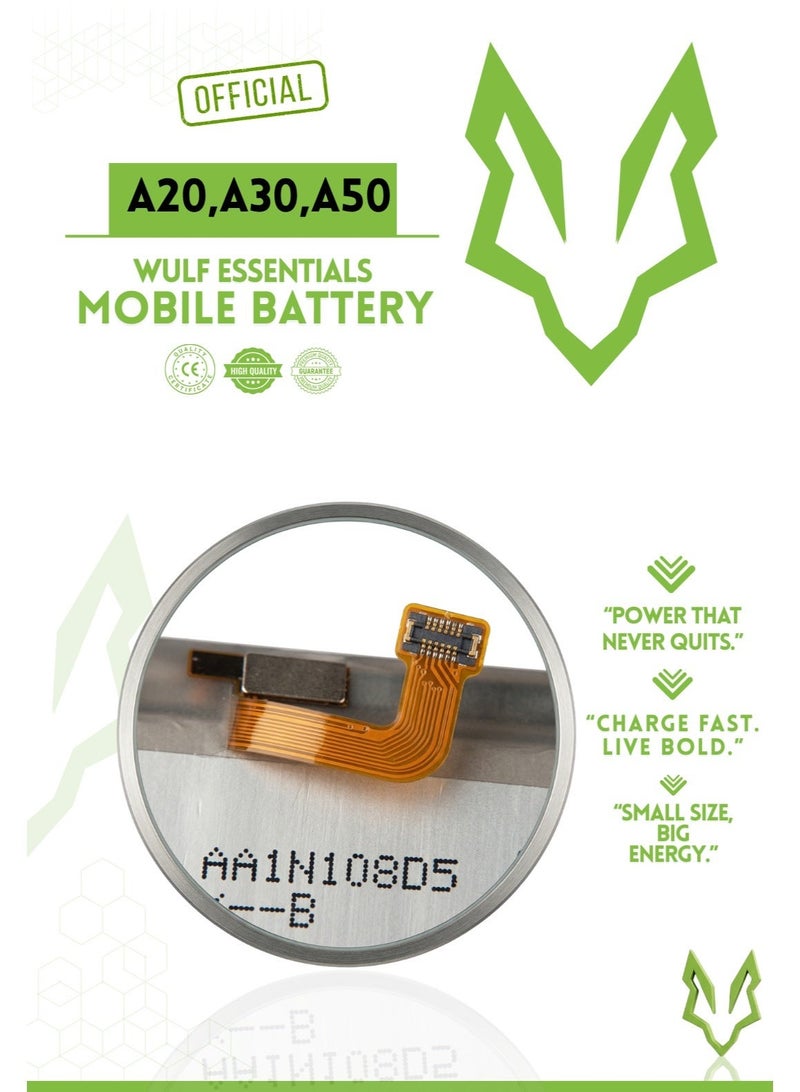 وولف إسينشيالز بطارية WULF المحمولة لهاتف Samsung A20 وA30 وA50 - بطارية بديلة عالية السعة - Image 2
