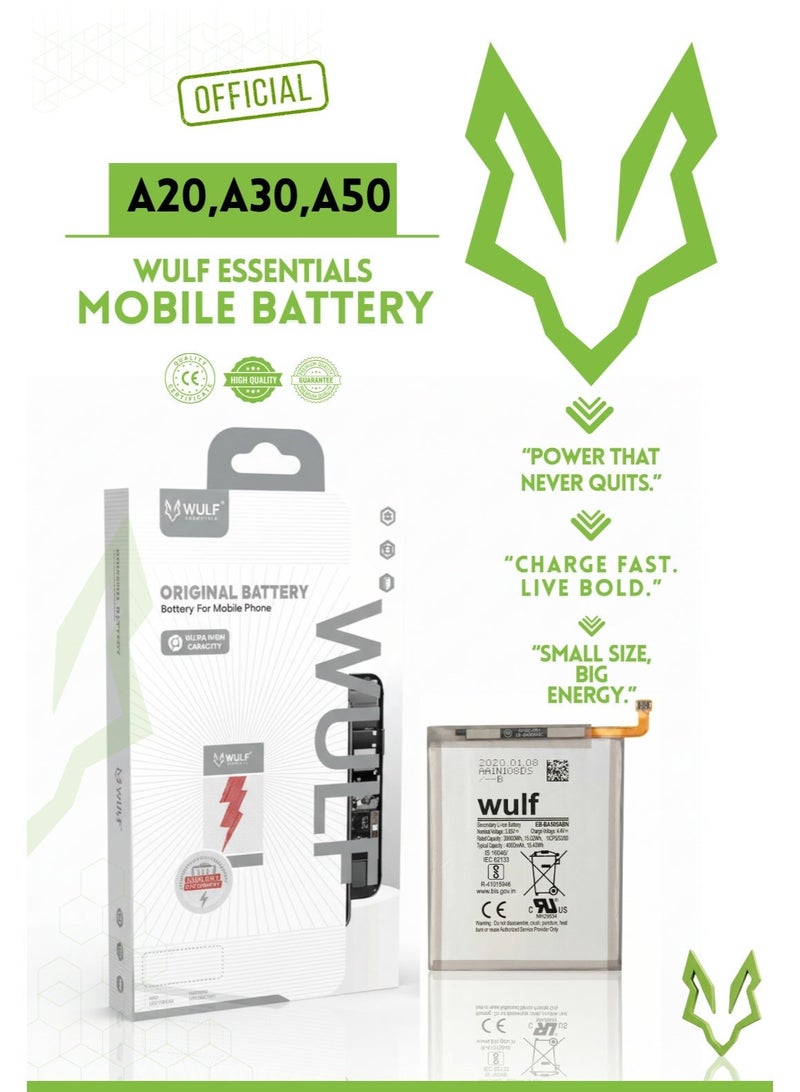 وولف إسينشيالز بطارية WULF المحمولة لهاتف Samsung A20 وA30 وA50 - بطارية بديلة عالية السعة - Image 3