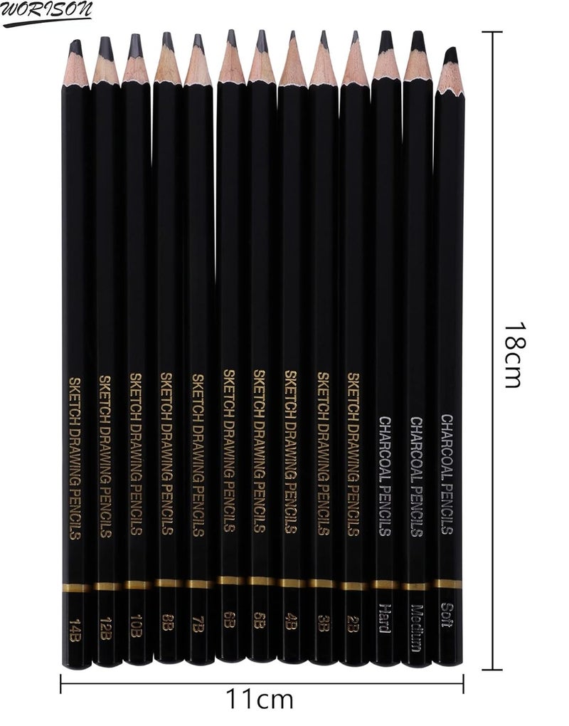 worison Drawing And Sketching Pencils 24 Pencil Set of 19 sketch pencils 3 charcoal pencils 1 graphite pencil and 1 eraser pencil - Image 3