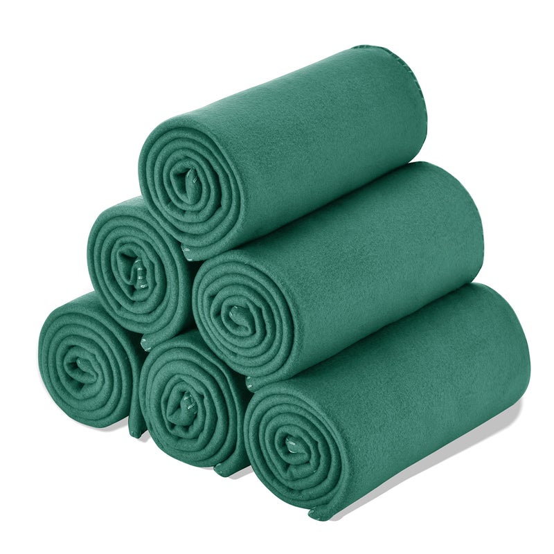 Special SG Glory Fleece Throw Blanket Bulk Fleece Blankets Solid Lightweight Warm Soft Cozy PetFriendly for Home Bed Sofa Couch Dorm Office Wedding Gifts Travel Airplane Seasons Dark Green Pack of 650x60 Inches 