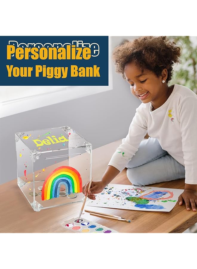 erorex Clear Piggy Bank Acrylic Clear Diy Piggy Bank Assemble Acrylic Money Savings Box For Cash And Coins Reusable Clear Saving Bank For Boys Girls Adult Kids Build Your Own Money Saving Bank - Image 5