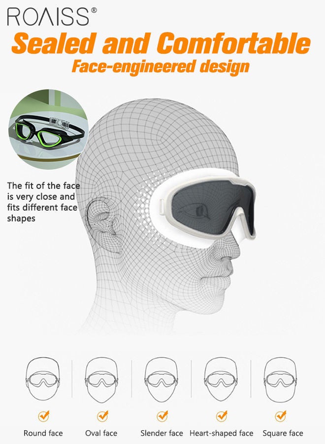 رويس نظارات سباحة للكبار مع حشية سيليكون ناعمة، مضادة للضباب ولا تتسرب، نظارات سباحة واضحة الرؤية، نظارات سباحة للشاطئ للرجال والنساء، أسود وأخضر - Image 4
