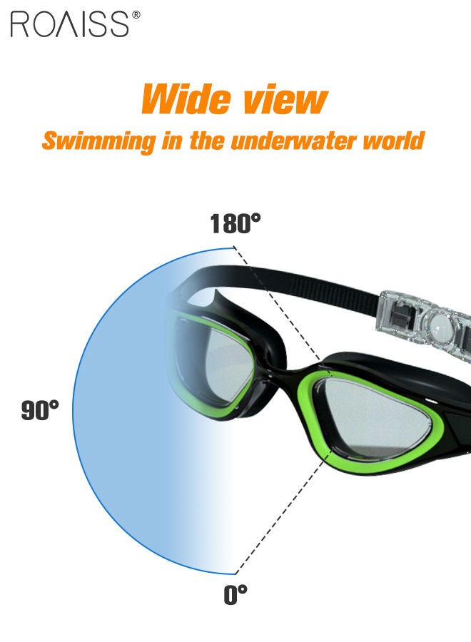 رويس نظارات سباحة للكبار مع حشية سيليكون ناعمة، مضادة للضباب ولا تتسرب، نظارات سباحة واضحة الرؤية، نظارات سباحة للشاطئ للرجال والنساء، أسود وأخضر - Image 5
