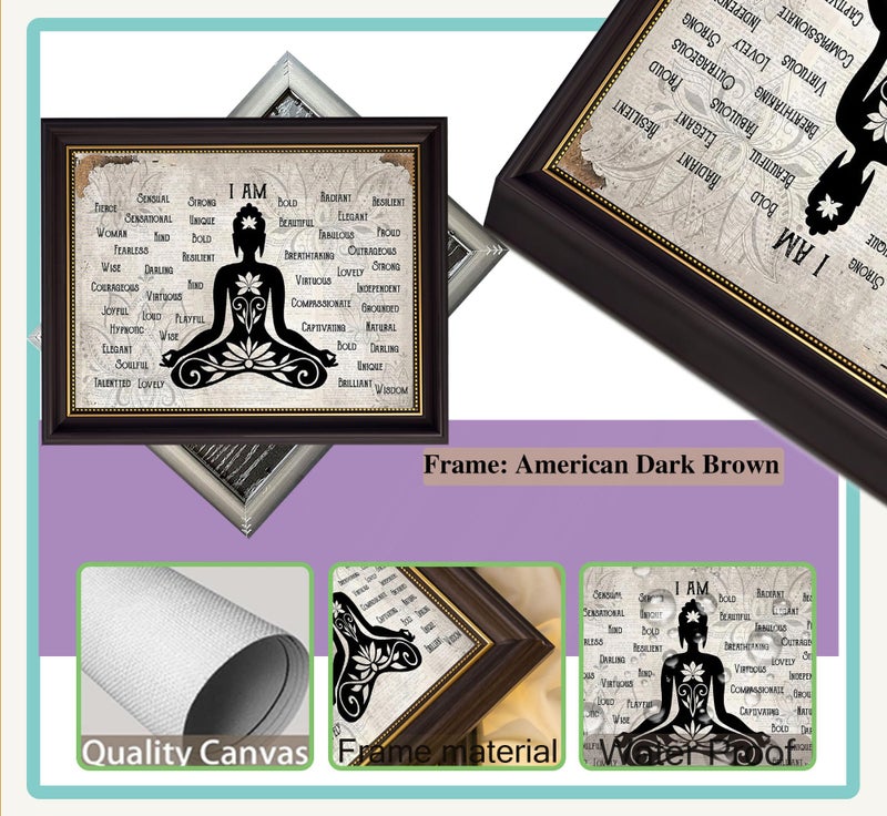 MHYIDUT Dark Brown Framed Zen canvas wall art Calming Zen Lotus Wall Decor Picture Minimalist Black White Spiritual Meditation Poster Prin for Room Modern Yoga Spiritual Spa Living Bedroom Decoration - Image 5
