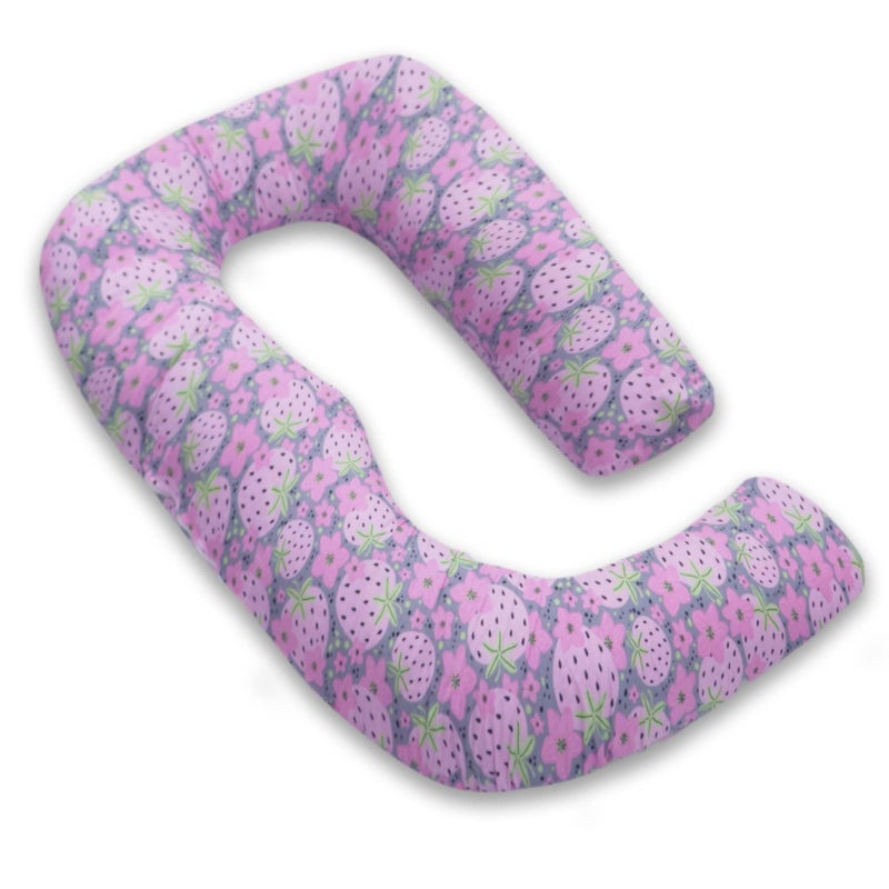 COOZLY وسادة الحمل COOZLY على شكل G للظهر والبطن | وسادة الأمومة على شكل G مع أغطية قابلة للإزالة 100% قطن | وسادة النوم للحمل (فراولة) - Image 3