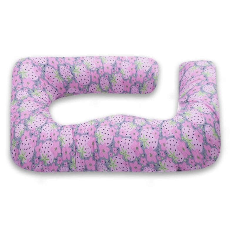 COOZLY وسادة الحمل COOZLY على شكل G للظهر والبطن | وسادة الأمومة على شكل G مع أغطية قابلة للإزالة 100% قطن | وسادة النوم للحمل (فراولة) - Image 4