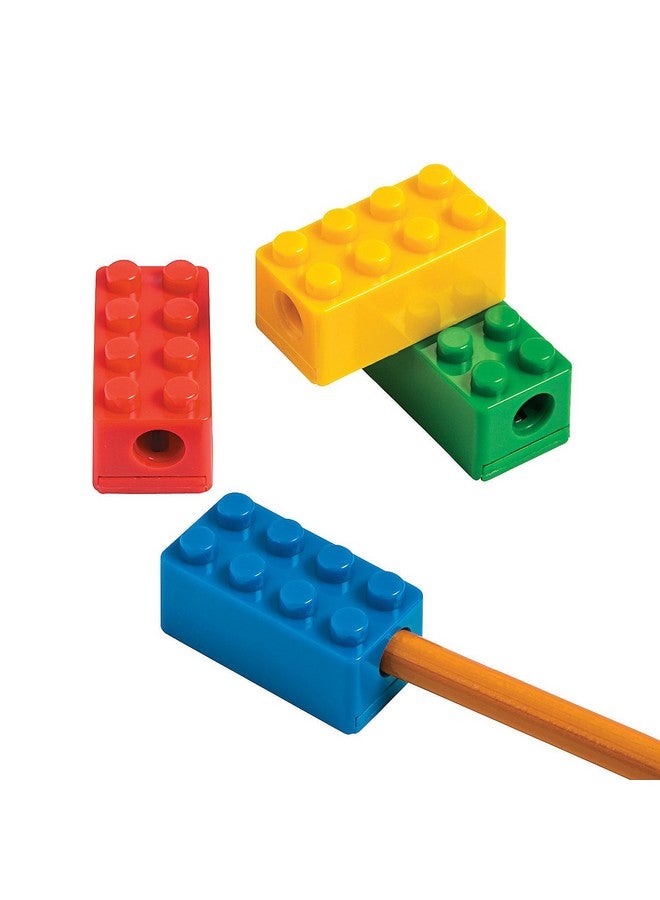 Fun Express Brick Block Pencil Sharpeners - Party Favors, Teacher Handouts And School Stationery - 12 Pieces