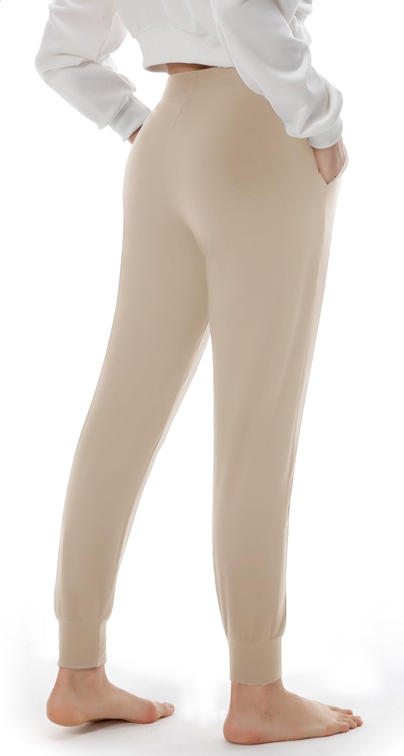 FULLSOFT Fleece Lined Sweatpants for Women-Thermal Athletic Joggers with Pockets Yoga Pants for Running Winter(Light Khaki,Large) - Image 3