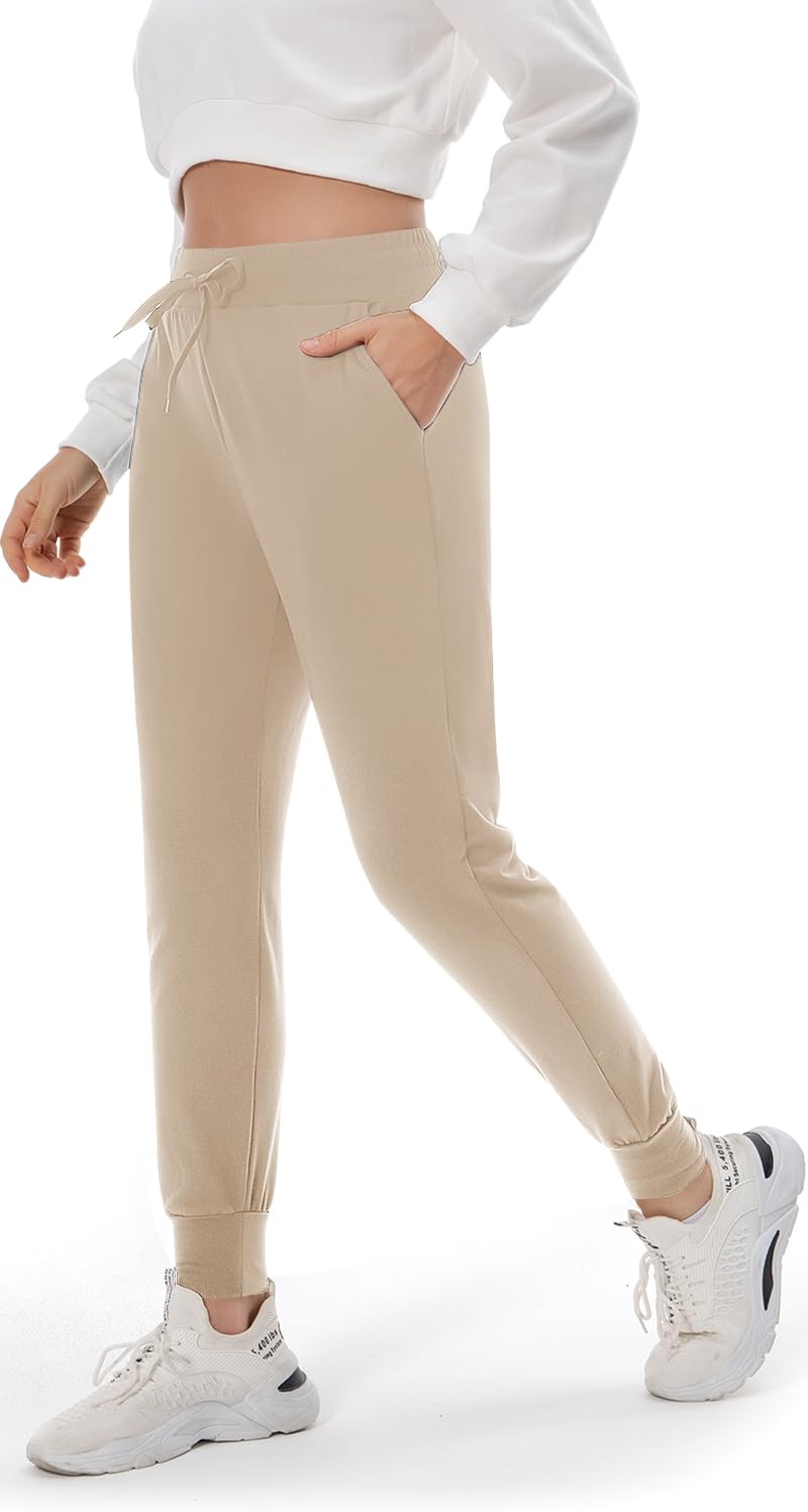FULLSOFT Fleece Lined Sweatpants for Women-Thermal Athletic Joggers with Pockets Yoga Pants for Running Winter(Light Khaki,Large) - Image 2