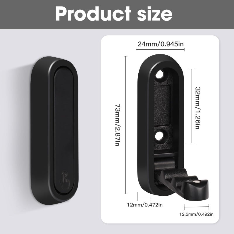 Dntorx Folding Wall Hooks, 2 Pcs Foldable Black Coat Hooks Heavy Duty Foldable Hook Bathroom Towel Hooks Robe Hooks Wall Mounted For Hanging Coat Towels Clothes Hat Bags Keys - Image 3