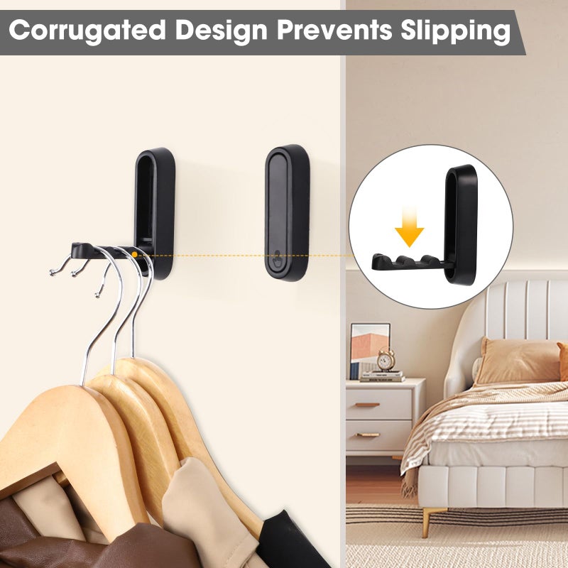 Dntorx Folding Wall Hooks, 2 Pcs Foldable Black Coat Hooks Heavy Duty Foldable Hook Bathroom Towel Hooks Robe Hooks Wall Mounted For Hanging Coat Towels Clothes Hat Bags Keys - Image 5
