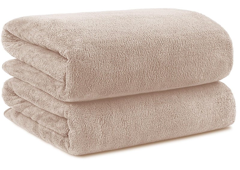 Orighty Microfiber Bath Towels Pack of 2(27'' x 54'') - Soft Feel, Highly Absorbent, Quick Drying for Body, Sport, Yoga, SPA, Fitness - Brown - Image 1