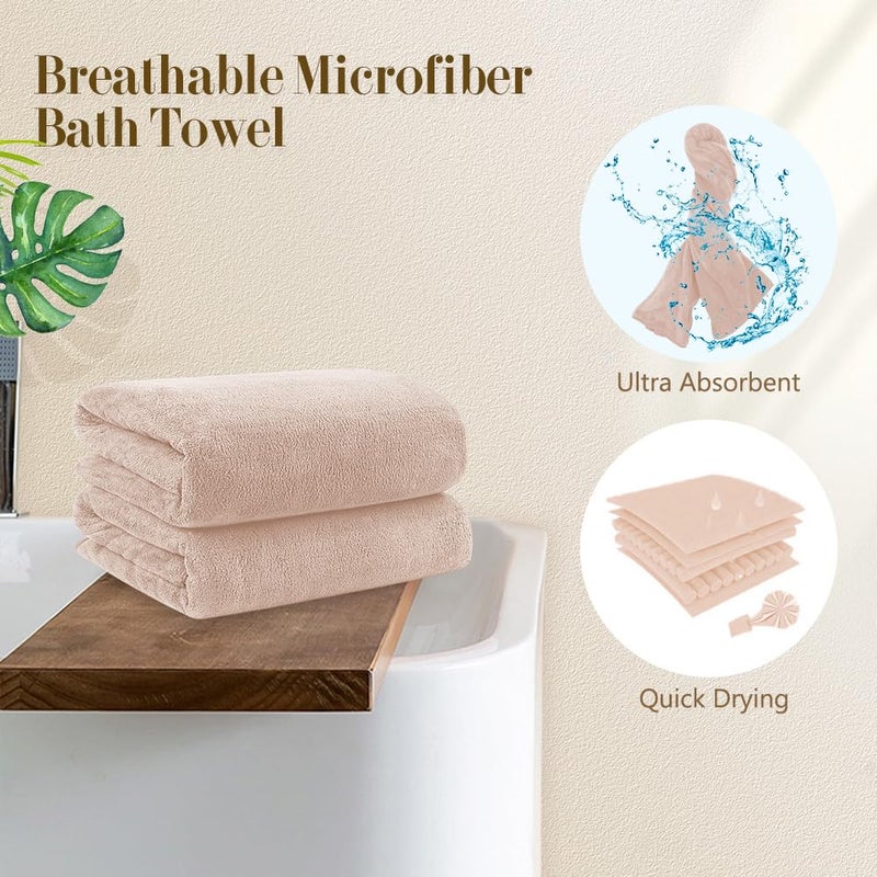 Orighty Microfiber Bath Towels Pack of 2(27'' x 54'') - Soft Feel, Highly Absorbent, Quick Drying for Body, Sport, Yoga, SPA, Fitness - Brown - Image 5