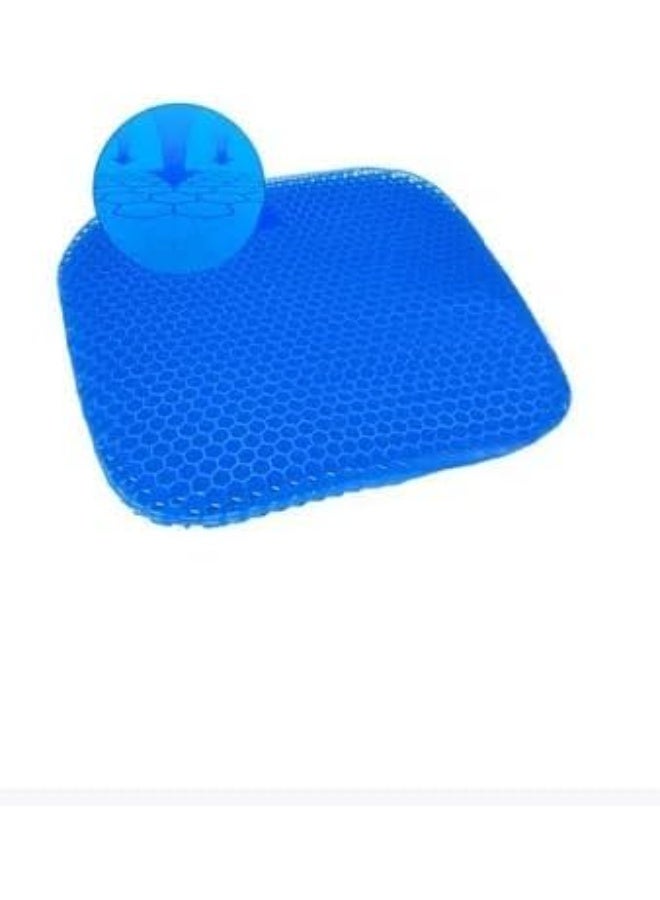 Breathable Gel Seat Cushion with Non-Slip Cover for Tailbone and Back Pain Relief, Honeycomb Silicone Design for Office Chair, Car, Wheelchair, Home Use, Blue, Ergonomic Support