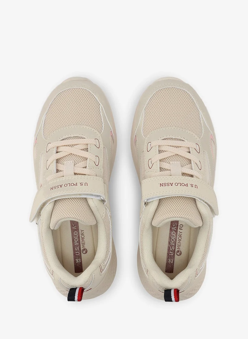 U.S. Polo Assn. beige Kids Beige Low-Top Casual Sneakers with Velcro Strap - Sleek Everyday Style and Comfort for Effortless Wear for Kids | Best Price UAE