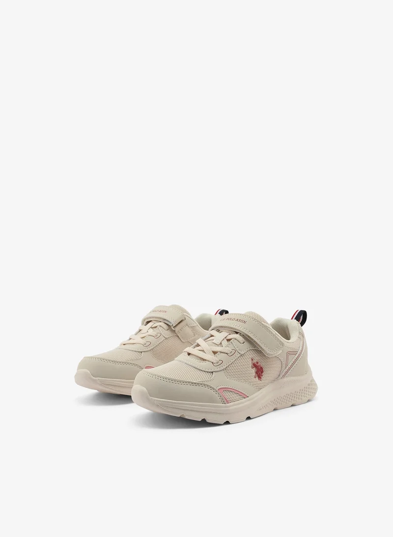 U.S. Polo Assn. beige Kids Beige Low-Top Casual Sneakers with Velcro Strap - Sleek Everyday Style and Comfort for Effortless Wear for Kids | Best Price UAE