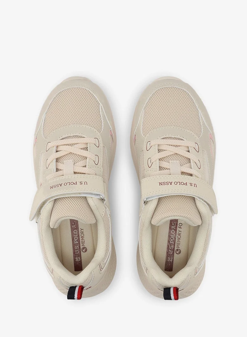 U.S. Polo Assn. beige Kids Beige Low-Top Casual Sneakers with Velcro Strap - Sleek Everyday Style and Comfort for Effortless Wear for Men | Best Price UAE