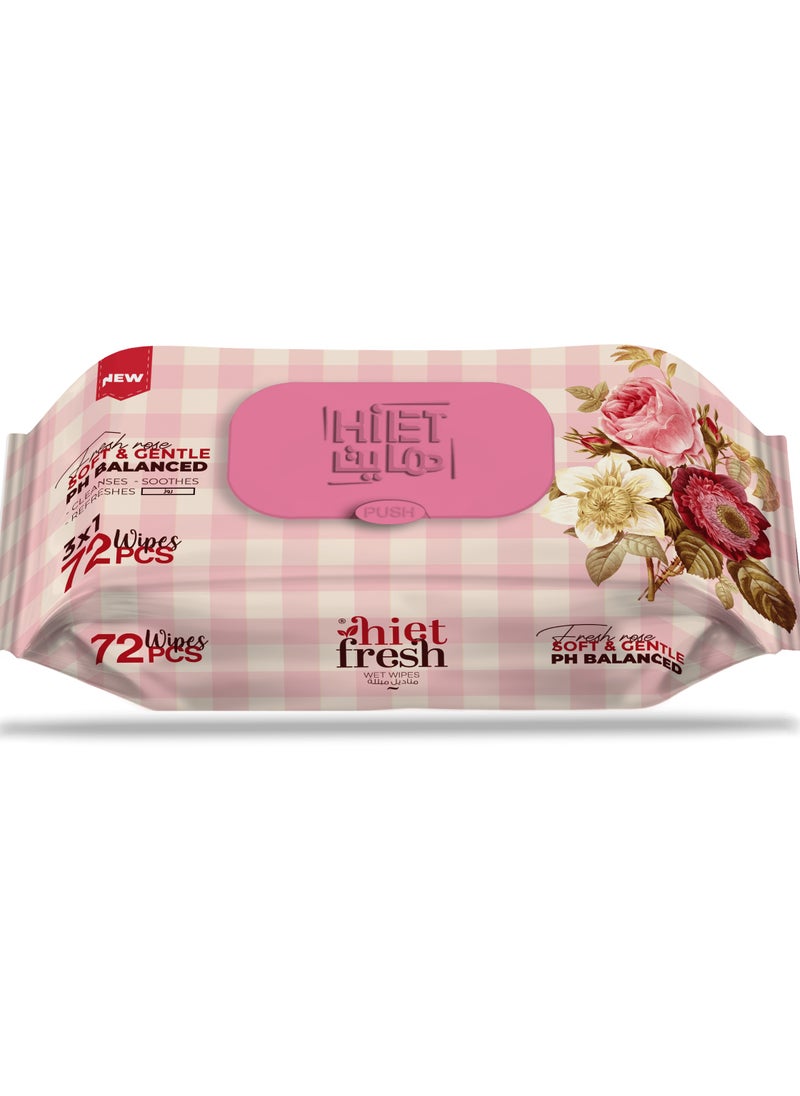 hiet fresh Hiet Fresh Wet Wipes Rose  72 Wipes 