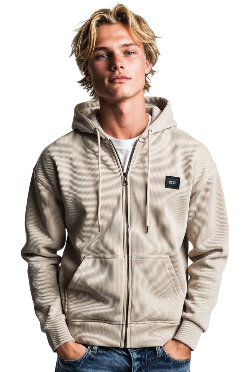 وايت رابيت هودي رجالي أساسي من وايت رابيت مبطن بفرو داخلي بسحاب كامل - Image 2