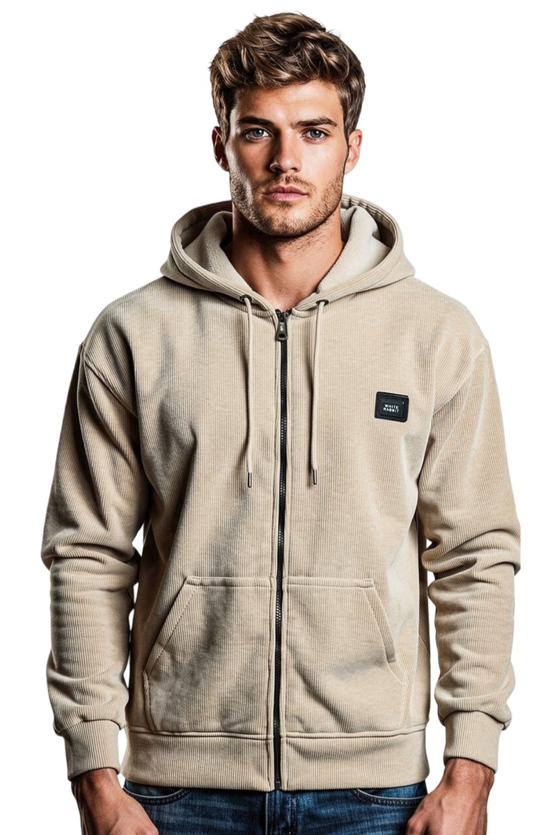 وايت رابيت هودي رجالي أساسي من وايت رابيت مبطن بفرو داخلي بسحاب كامل - Image 3