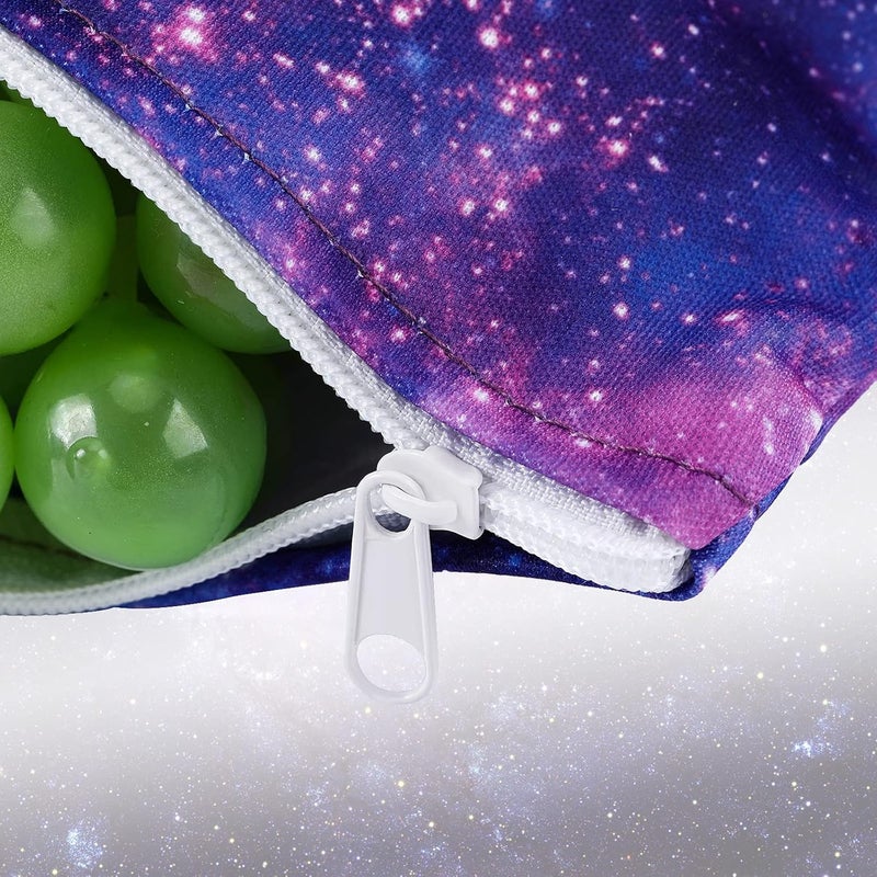 klarako 5 Pieces Reusable Sandwich and Snack Bags Safe, Snack Bags with Zipper for Store Preserves, Snacks and Sandwiches, with 2 Large 2 Medium and 1 Small Bags (Galaxy Lklarako Pattern) - Image 4