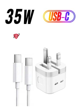 35W USB C PD Fast Charger with USB-C C-C Cable Dual Port Type-C QC3.0 Wall Adapter UK Plug for Samsung Pixel Huawei OnePlus Xiaomi and More (C-C Cable, White) - pzsku/ZD87E656CE1DF6EBEA0A7Z/45/_/1738233891/5aacbbf9-a6d9-4c16-b9c8-b92f817f96e1
