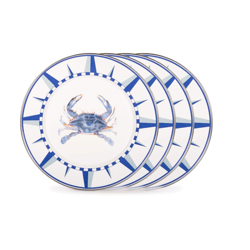 Golden Rabbit Enamelware  Set of 4105 Dinner Plates Blue Crab