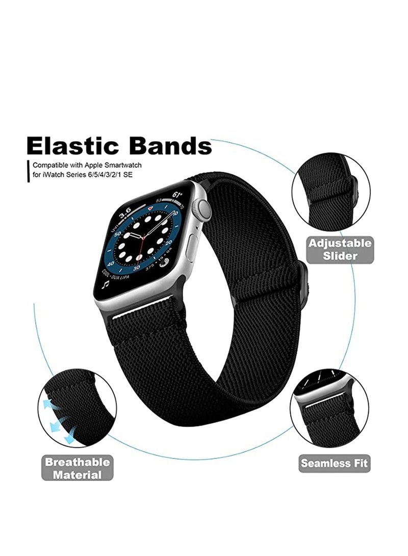 SYOSI KASTWAVE Bands Compatible with Apple Watch Band 44mm 42mm 40mm 38mm for Women Men, Elastic Solo Loop Soft Breathable Braided Nylon Stretchy Bands for iWatch/ Apple Watch SE Series 1 2 3 4 5 6 - Image 3