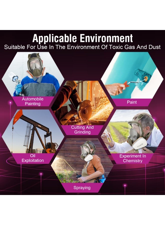 WALALLA Full Face Respirator Mask with Filters: 6800 Gas Mask with 6001 & 2097 Filter Reusable Organic Vapor Mask Against Fumes Gases Dust for Painting Epoxy Resin Welding Construction Emergency Polishing - Image 3