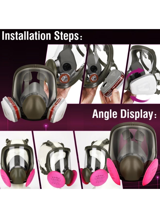 WALALLA Full Face Respirator Mask with Filters: 6800 Gas Mask with 6001 & 2097 Filter Reusable Organic Vapor Mask Against Fumes Gases Dust for Painting Epoxy Resin Welding Construction Emergency Polishing - Image 4