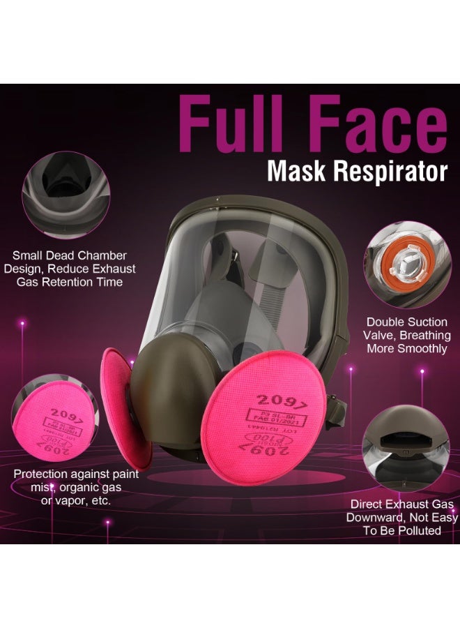 WALALLA Full Face Respirator Mask with Filters: 6800 Gas Mask with 6001 & 2097 Filter Reusable Organic Vapor Mask Against Fumes Gases Dust for Painting Epoxy Resin Welding Construction Emergency Polishing - Image 5